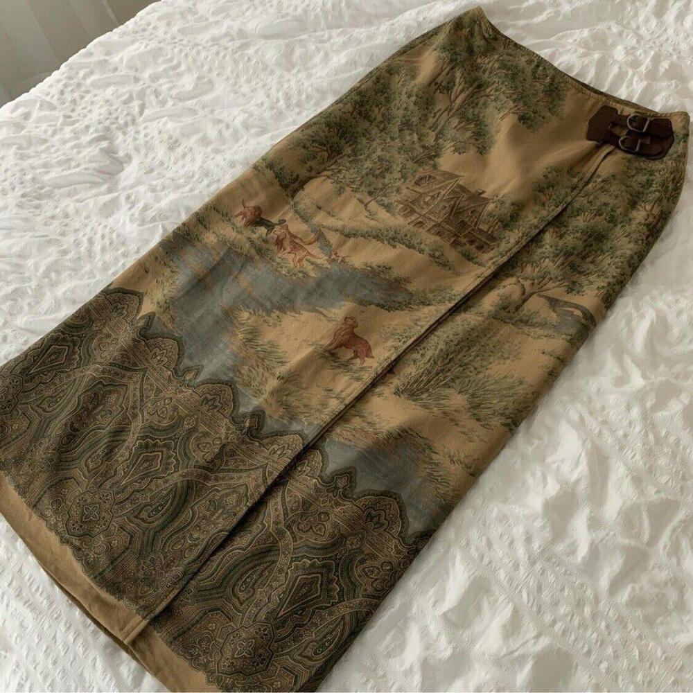 Vintage Womens Polo Ralph Lauren Skirt Western Dog Country Style - Size 12 - Picture 3 of 16